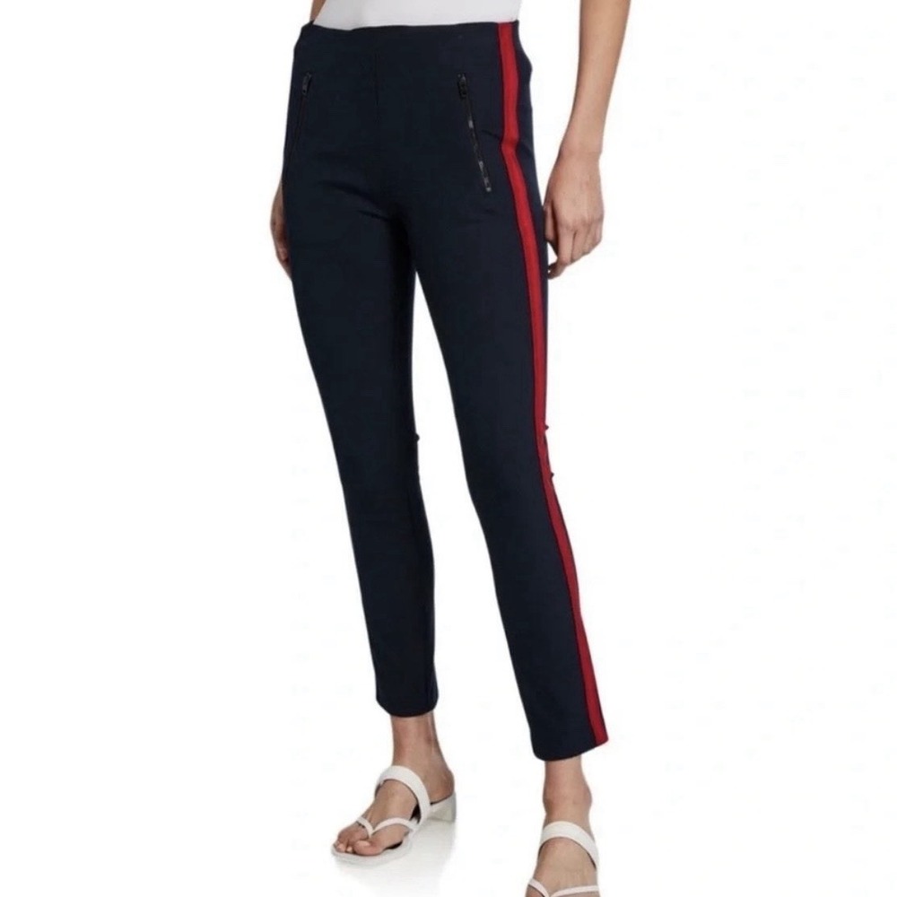 Rag & Bone Pants Sz 14 32x28 Simone Navy Red Side Stripe Ponte Stretch NWT $325